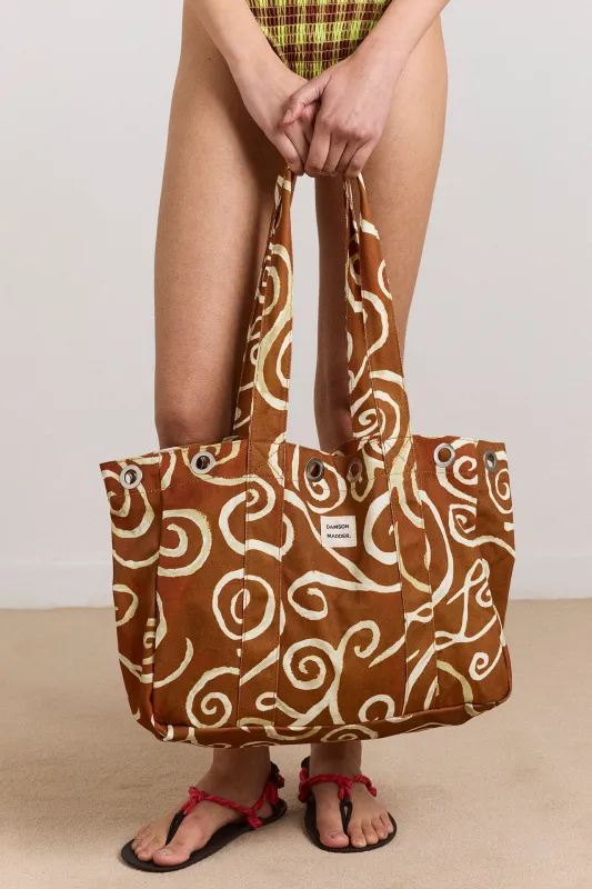Large Canvas Eyelet Tote Bag - Swirl Print made by Damson Madder