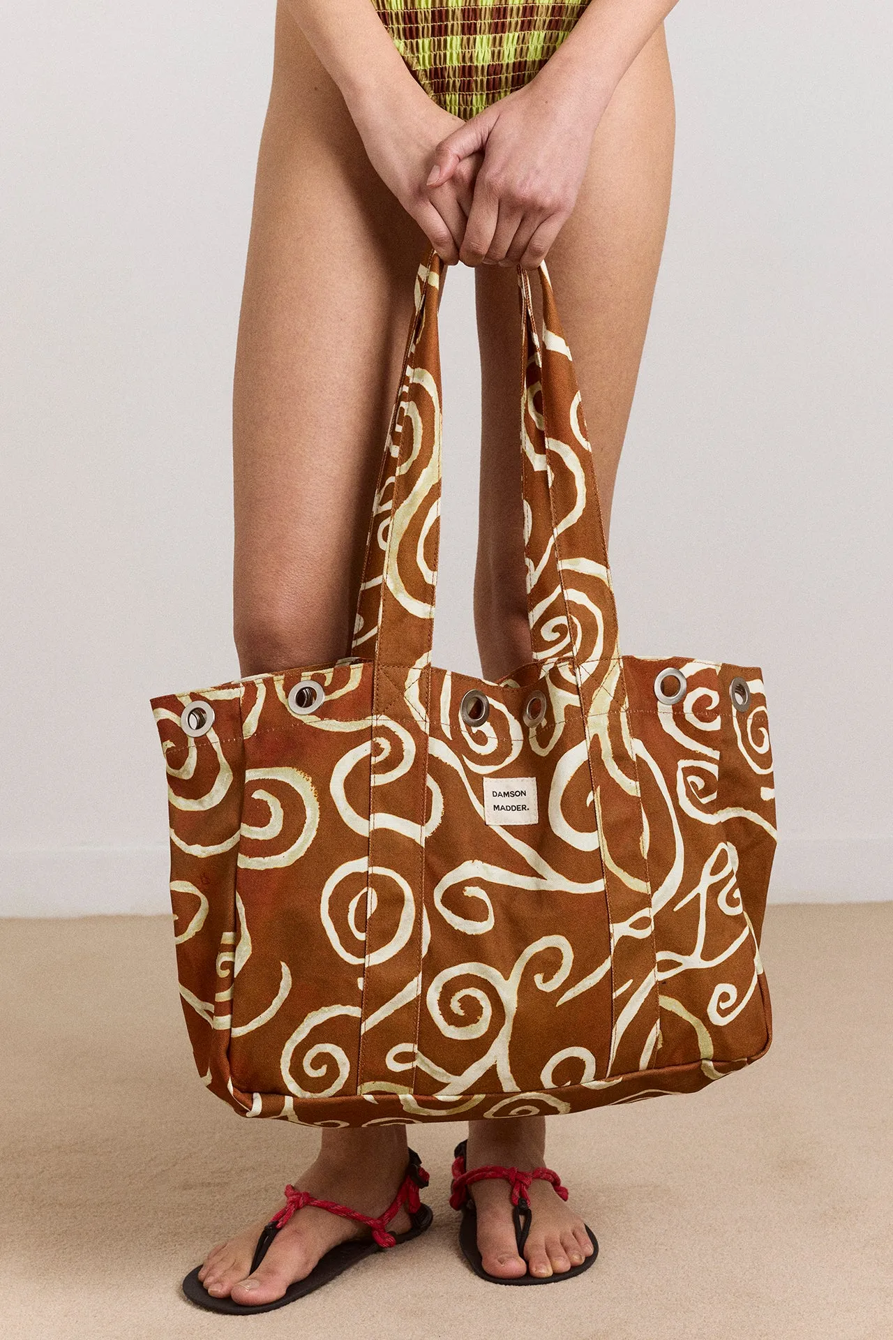 Large Canvas Eyelet Tote Bag - Swirl Print sold by Damson Madder