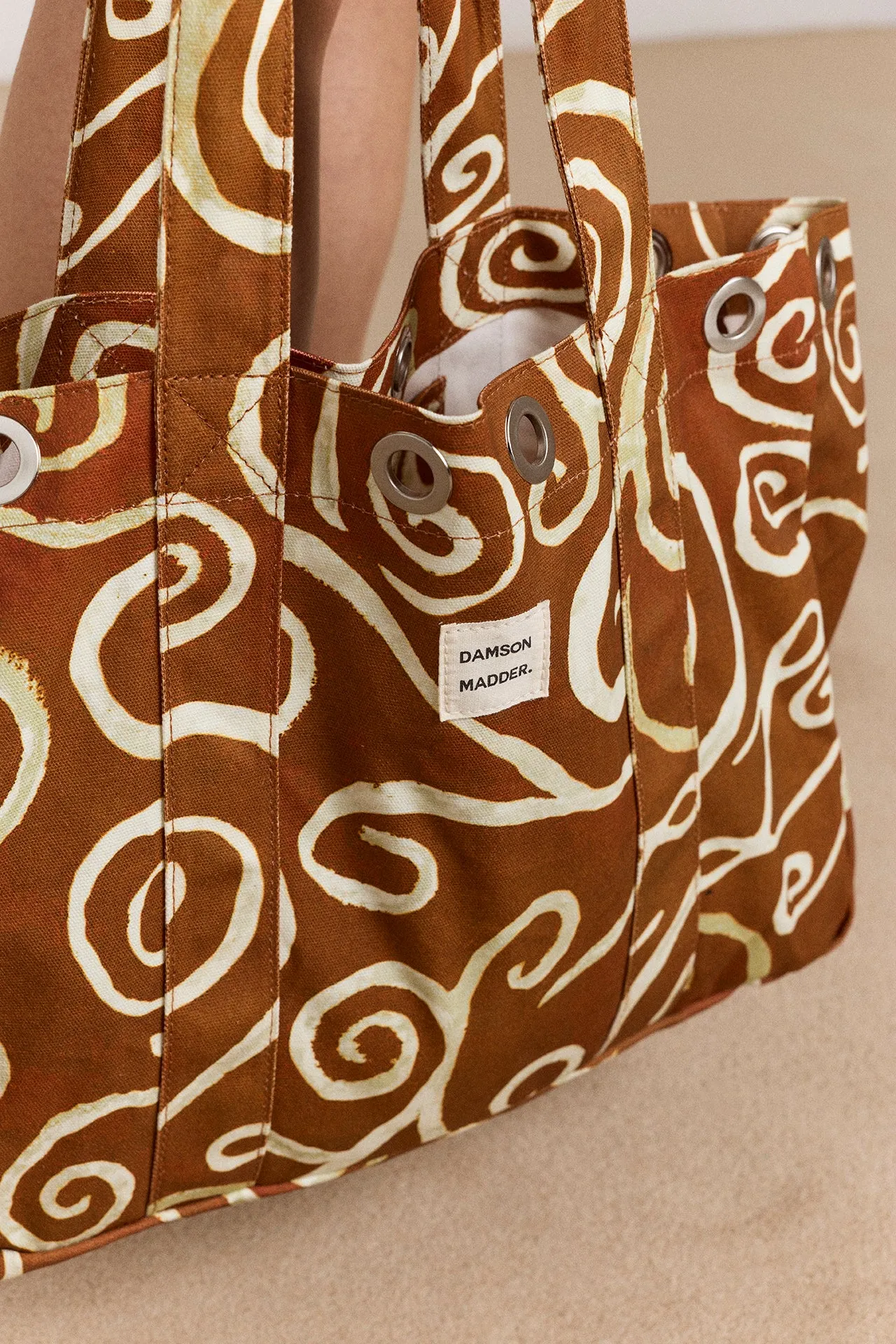 Large Canvas Eyelet Tote Bag - Swirl Print sold by Damson Madder product image thumbnail 3