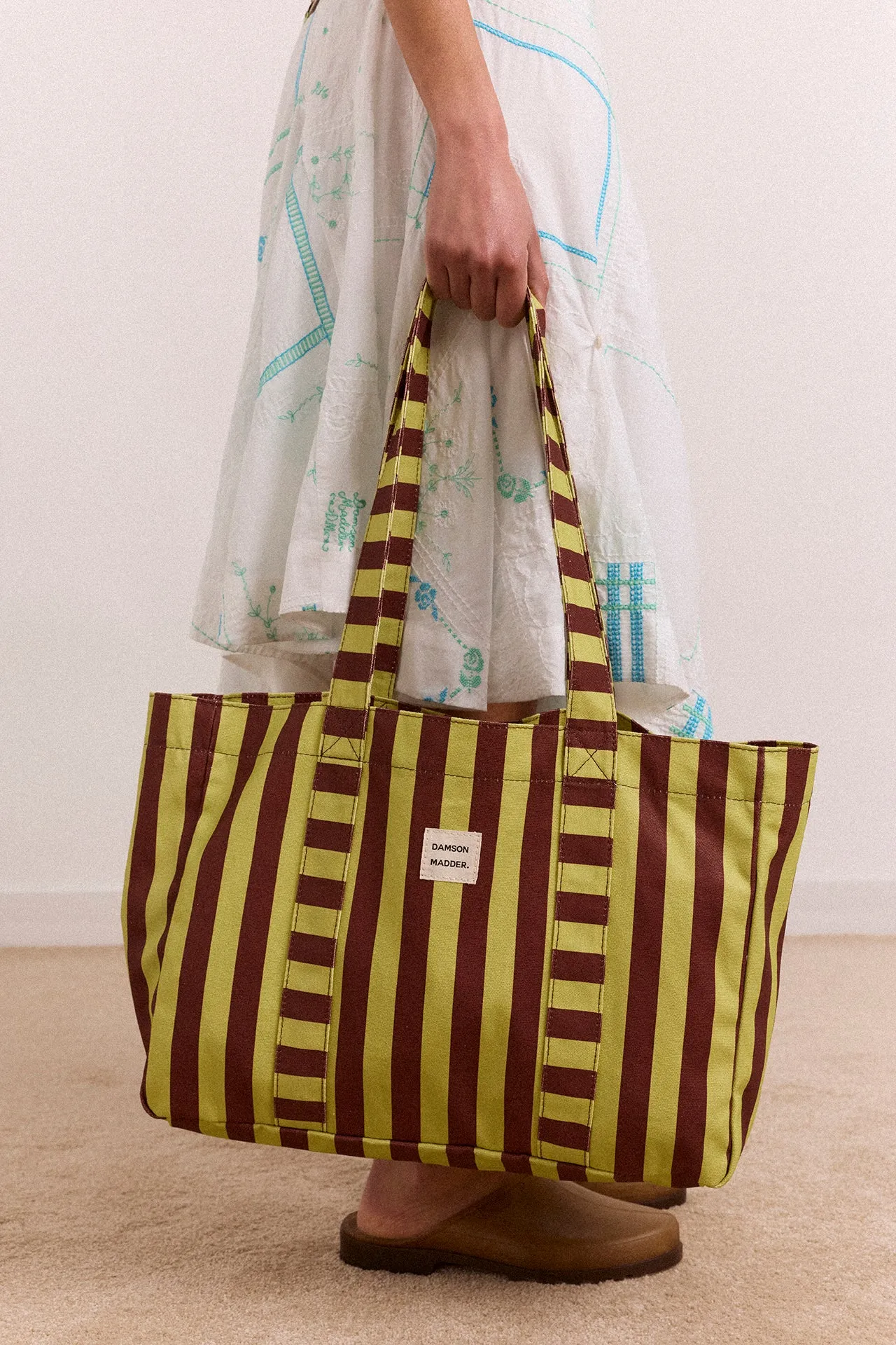 Large Canvas Tote Bag - Green Stripe sold by Damson Madder product image thumbnail 2