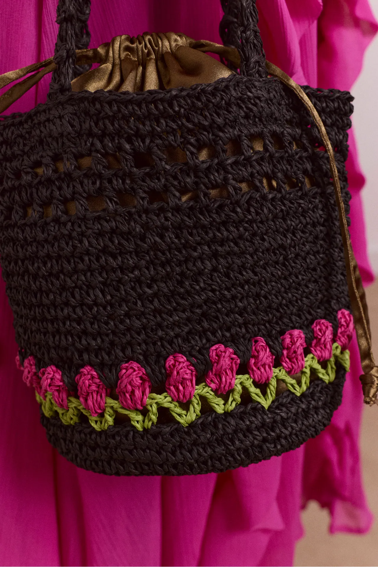 raffia tulip bag sold by Damson Madder product image thumbnail 2