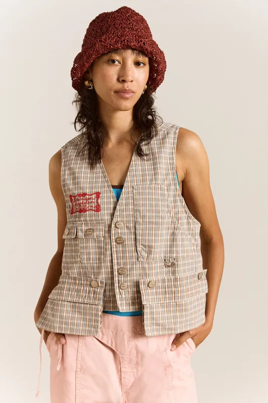 raffia tulip bucket hat - rust made by Damson Madder