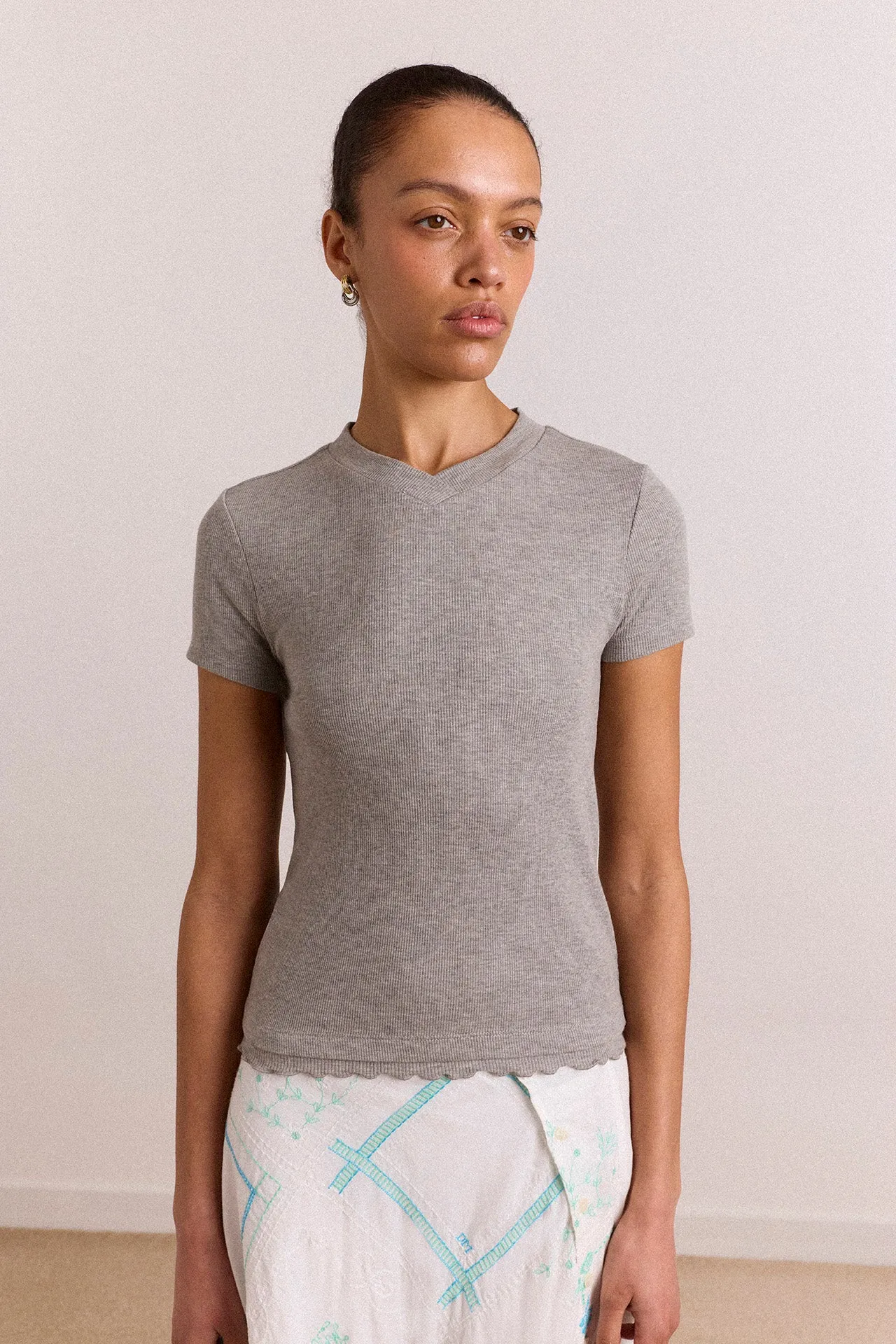 Zola Short Sleeve Tee - Grey Marl sold by Damson Madder product image thumbnail 2