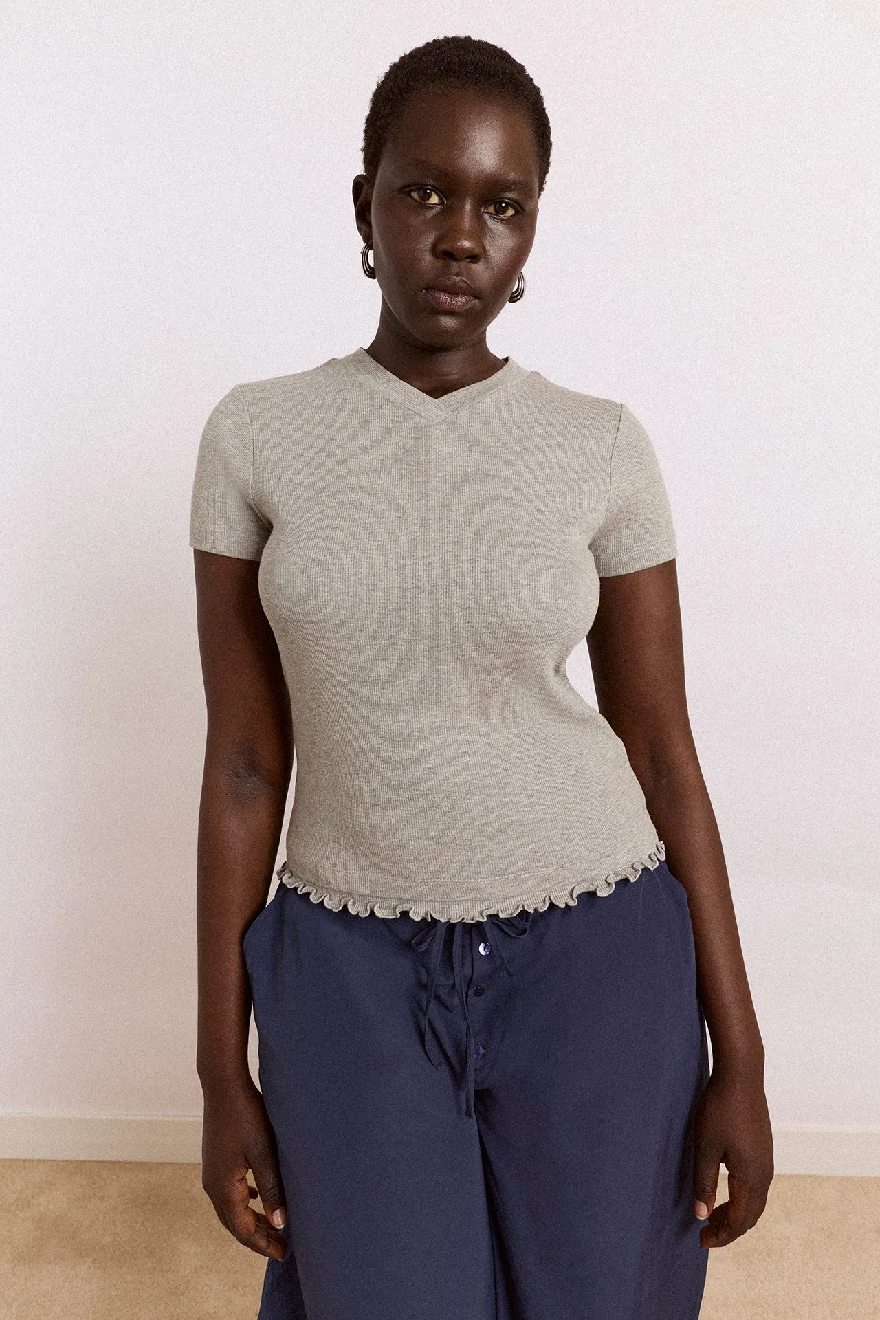 Zola Short Sleeve Tee - Grey Marl sold by Damson Madder