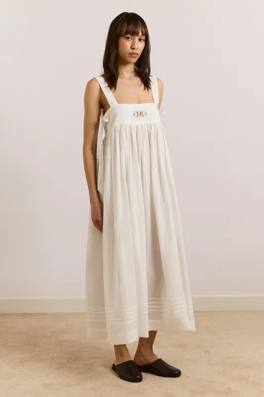 Aspen Maxi Night Dress - White made by Damson Madder