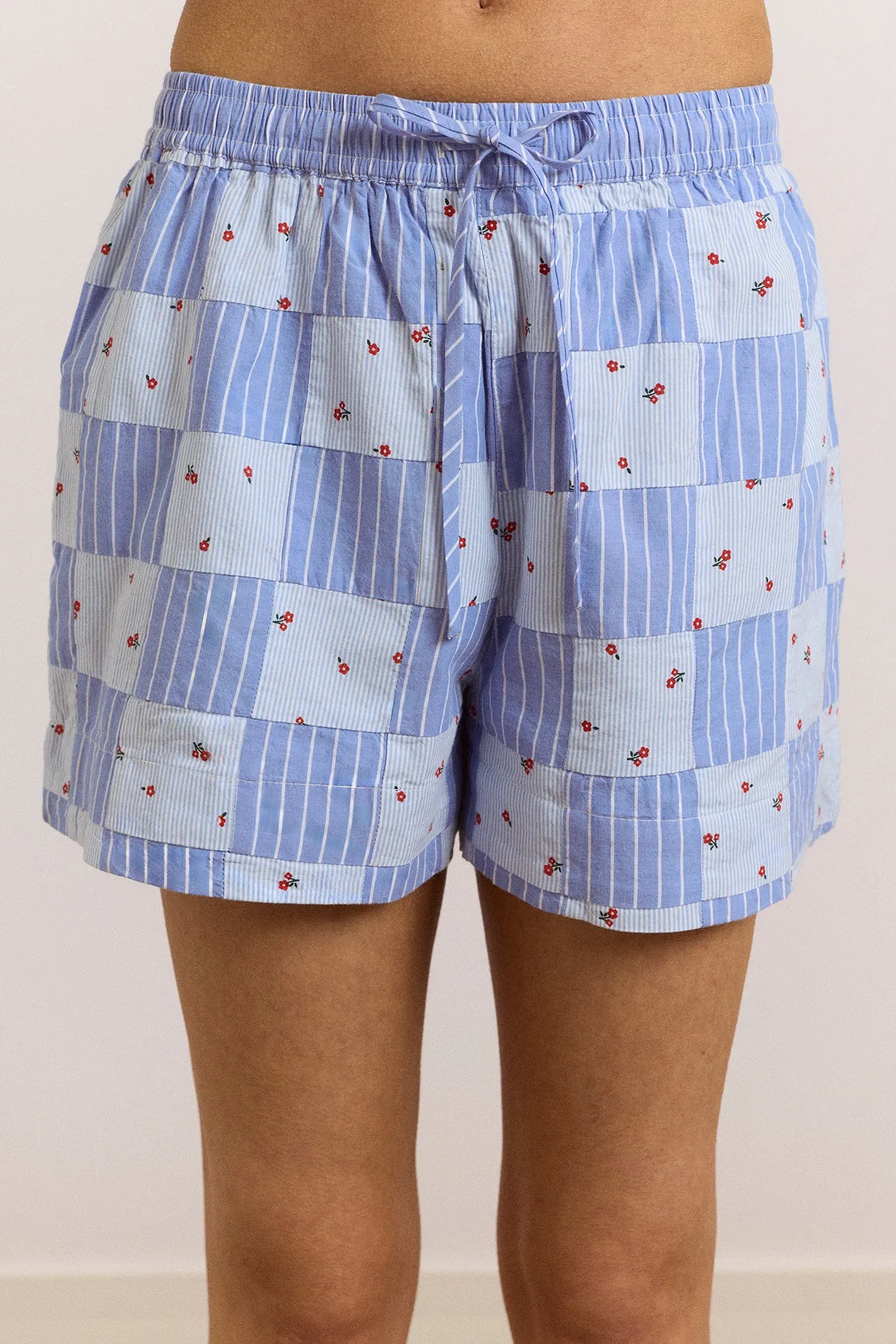 Eluna Boxer Shorts - Blue Stripe & Floral Print sold by Damson Madder product image thumbnail 4