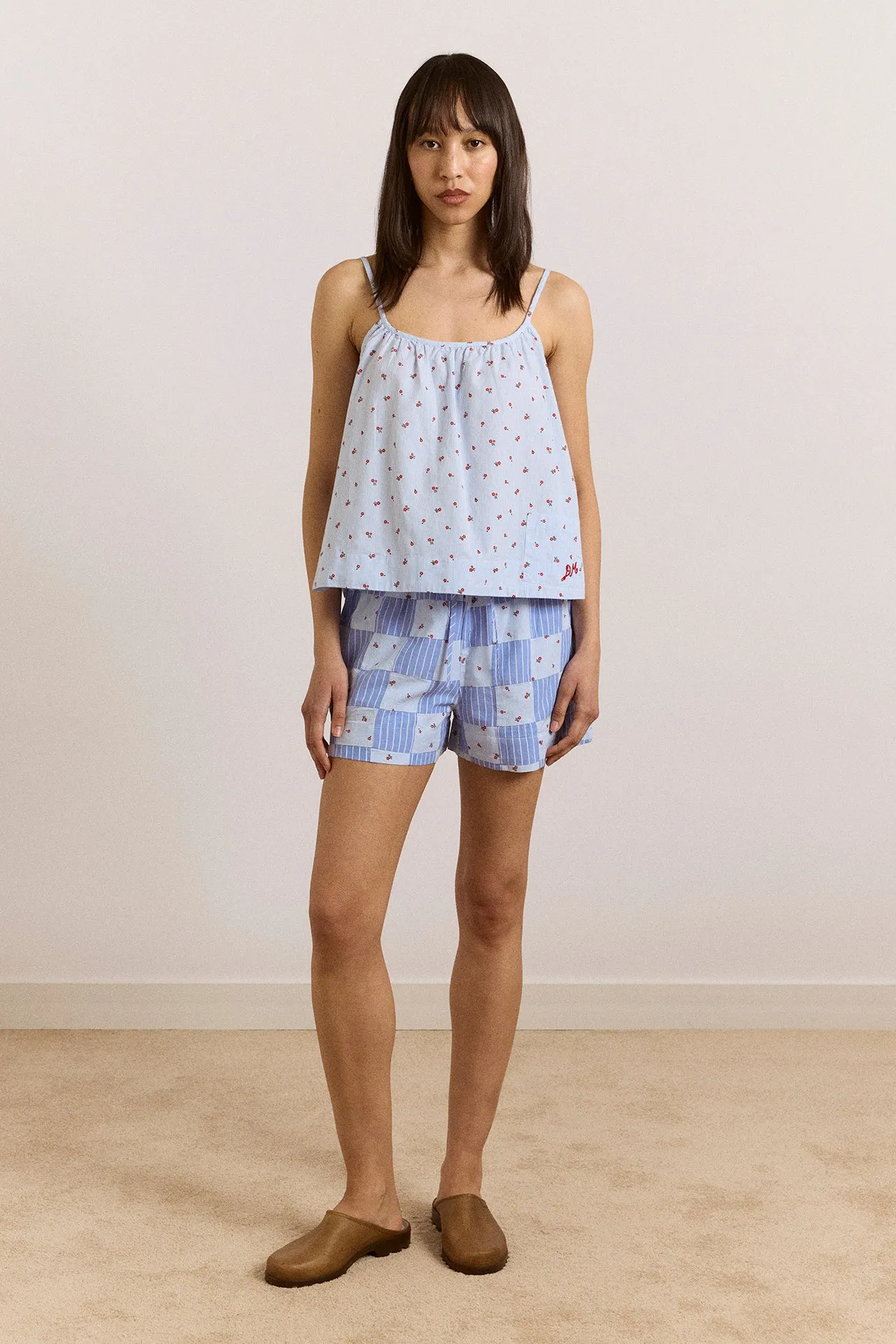 Eluna Boxer Shorts - Blue Stripe & Floral Print sold by Damson Madder product image thumbnail 2