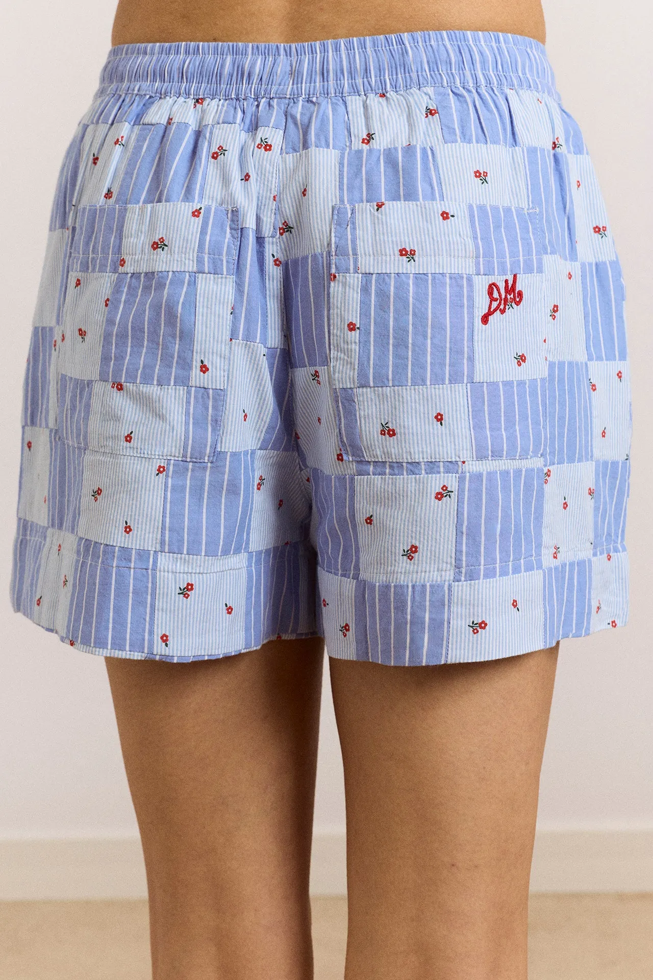 Eluna Boxer Shorts - Blue Stripe & Floral Print sold by Damson Madder product image thumbnail 5