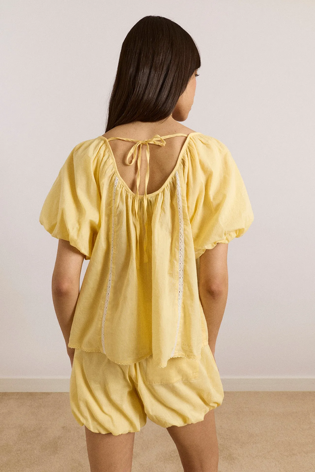 Maura Lace Trim Top - Butter sold by Damson Madder product image thumbnail 2