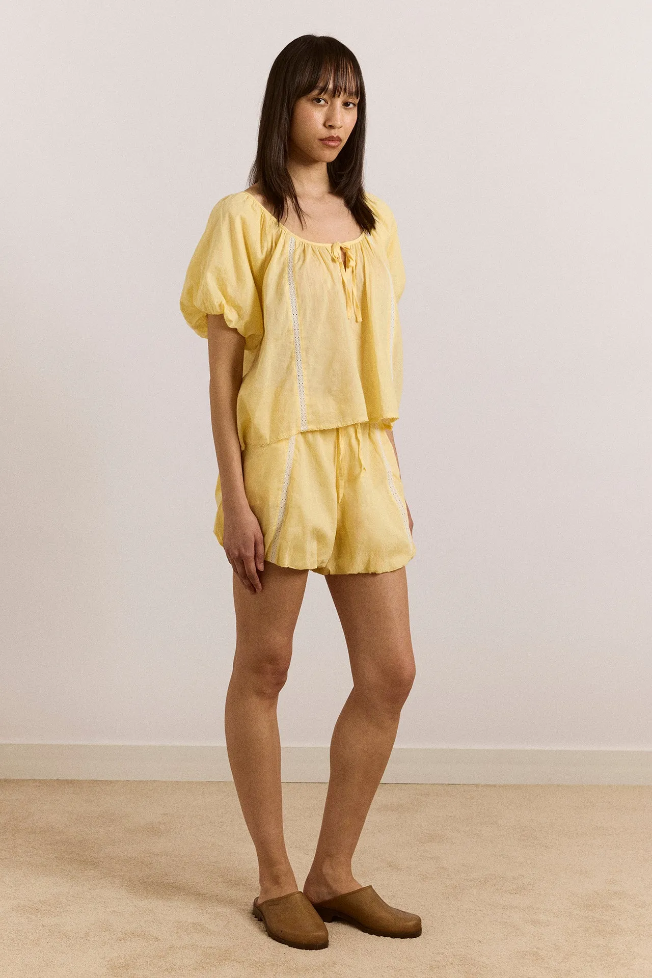 Maura Lace Trim Top - Butter sold by Damson Madder