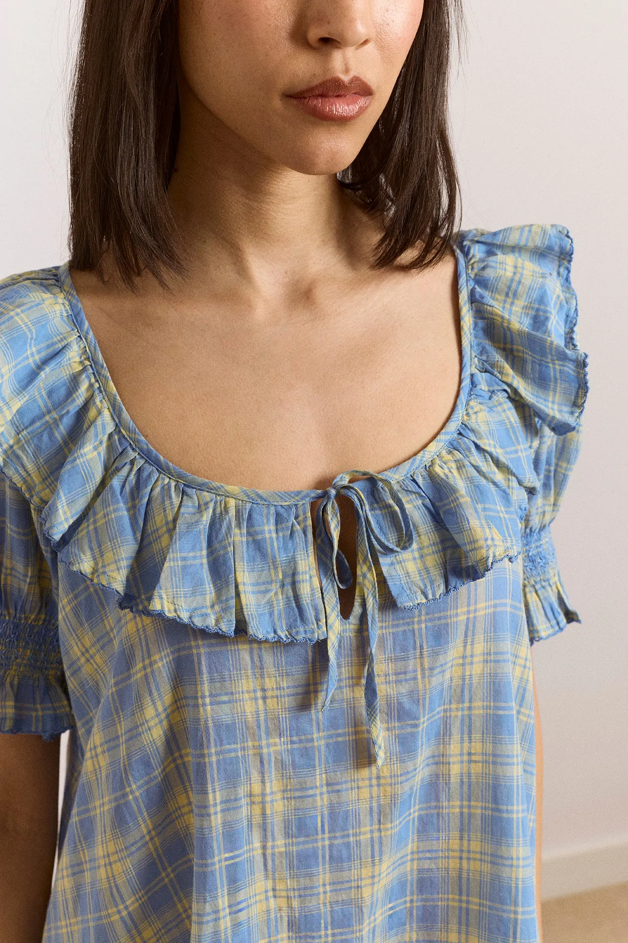 harlow mini night dress - butter blue check sold by Damson Madder product image thumbnail 4