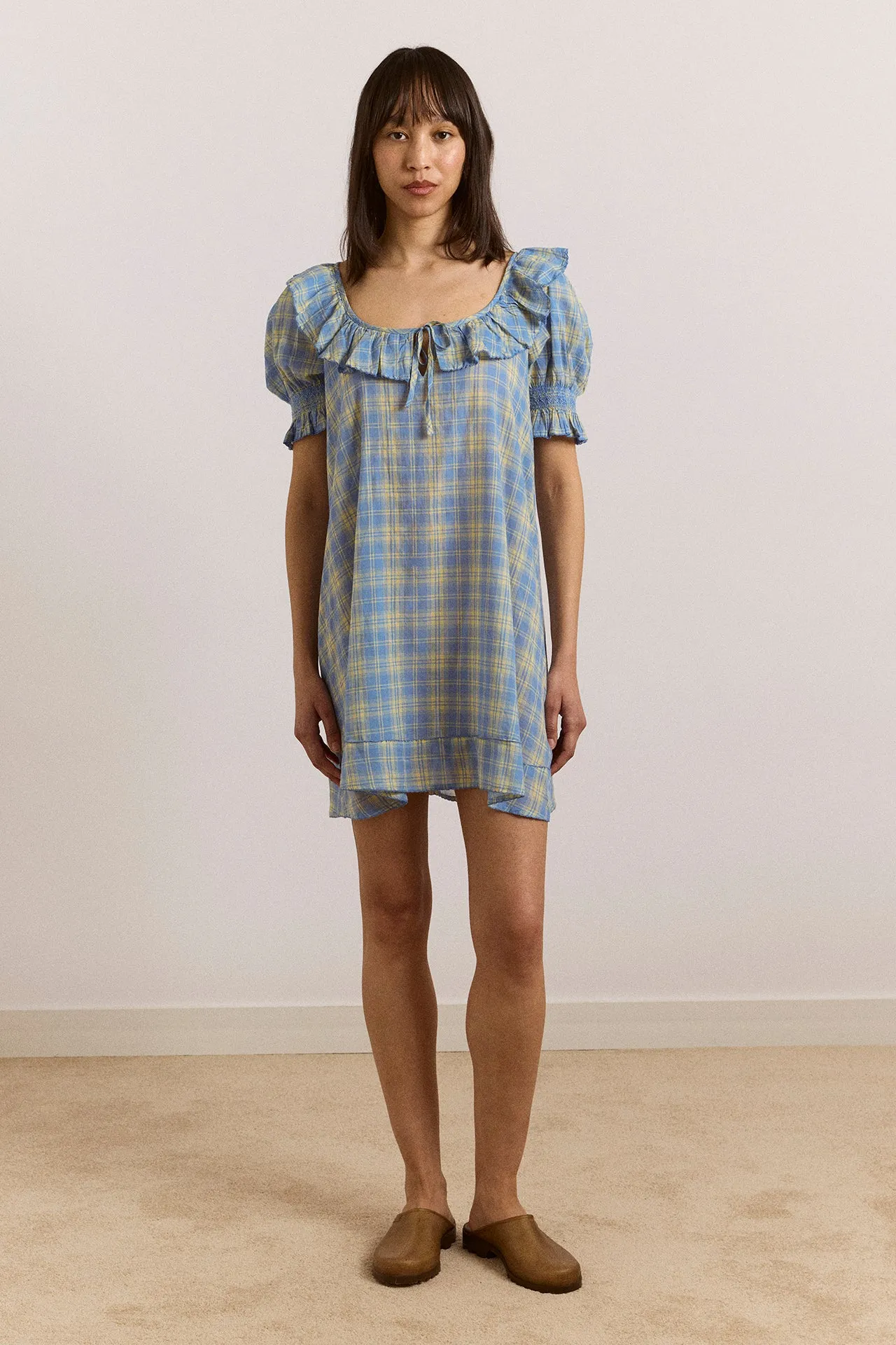 harlow mini night dress - butter blue check sold by Damson Madder product image thumbnail 3