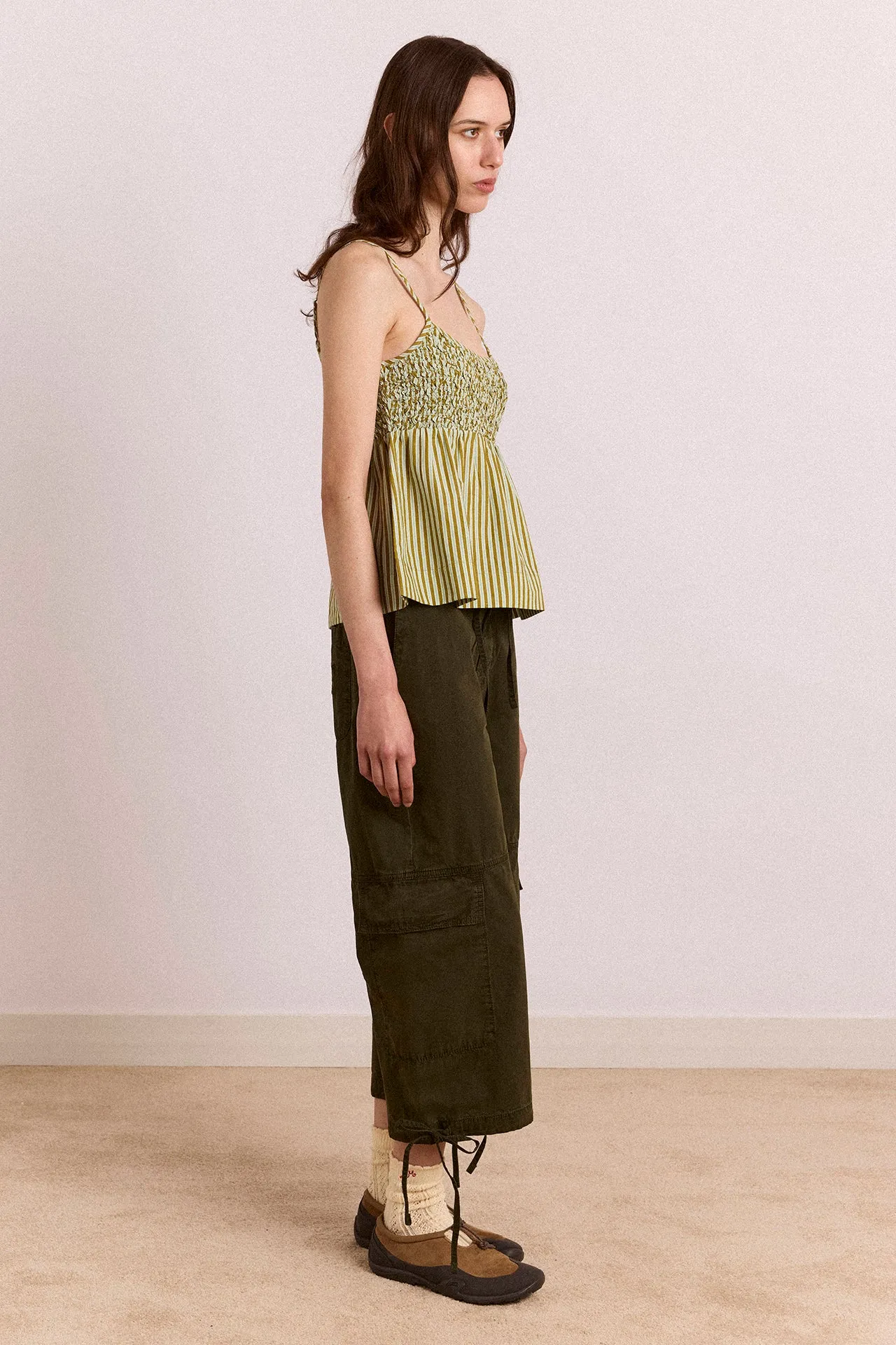 Toshi Utility Capri Trouser - Dark Khaki sold by Damson Madder product image thumbnail 4