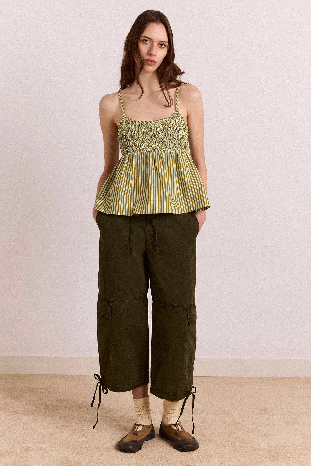 Toshi Utility Capri Trouser - Dark Khaki sold by Damson Madder product image thumbnail 2