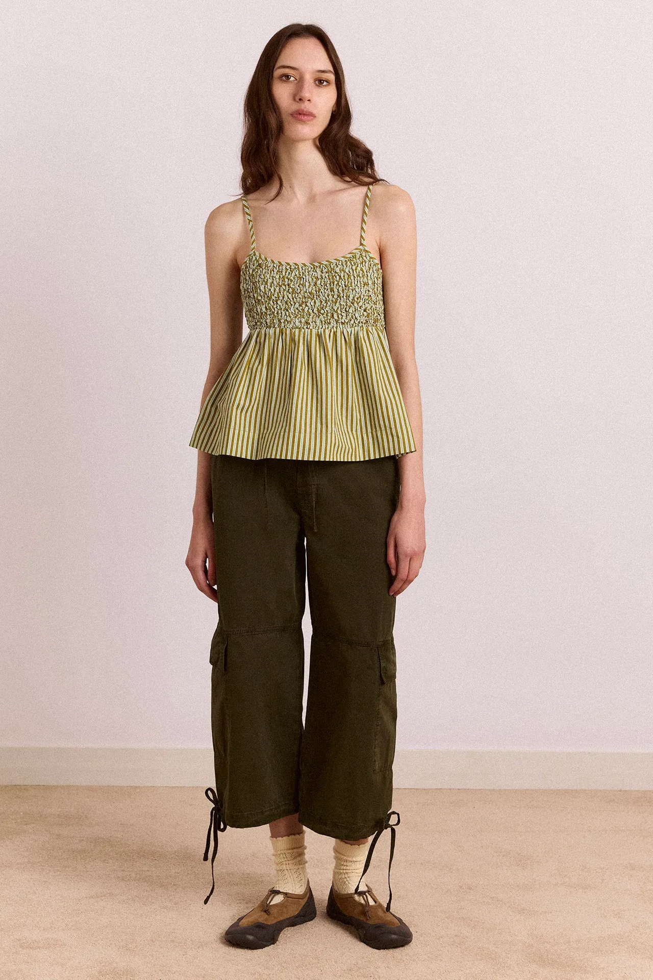Toshi Utility Capri Trouser - Dark Khaki sold by Damson Madder product image thumbnail 3