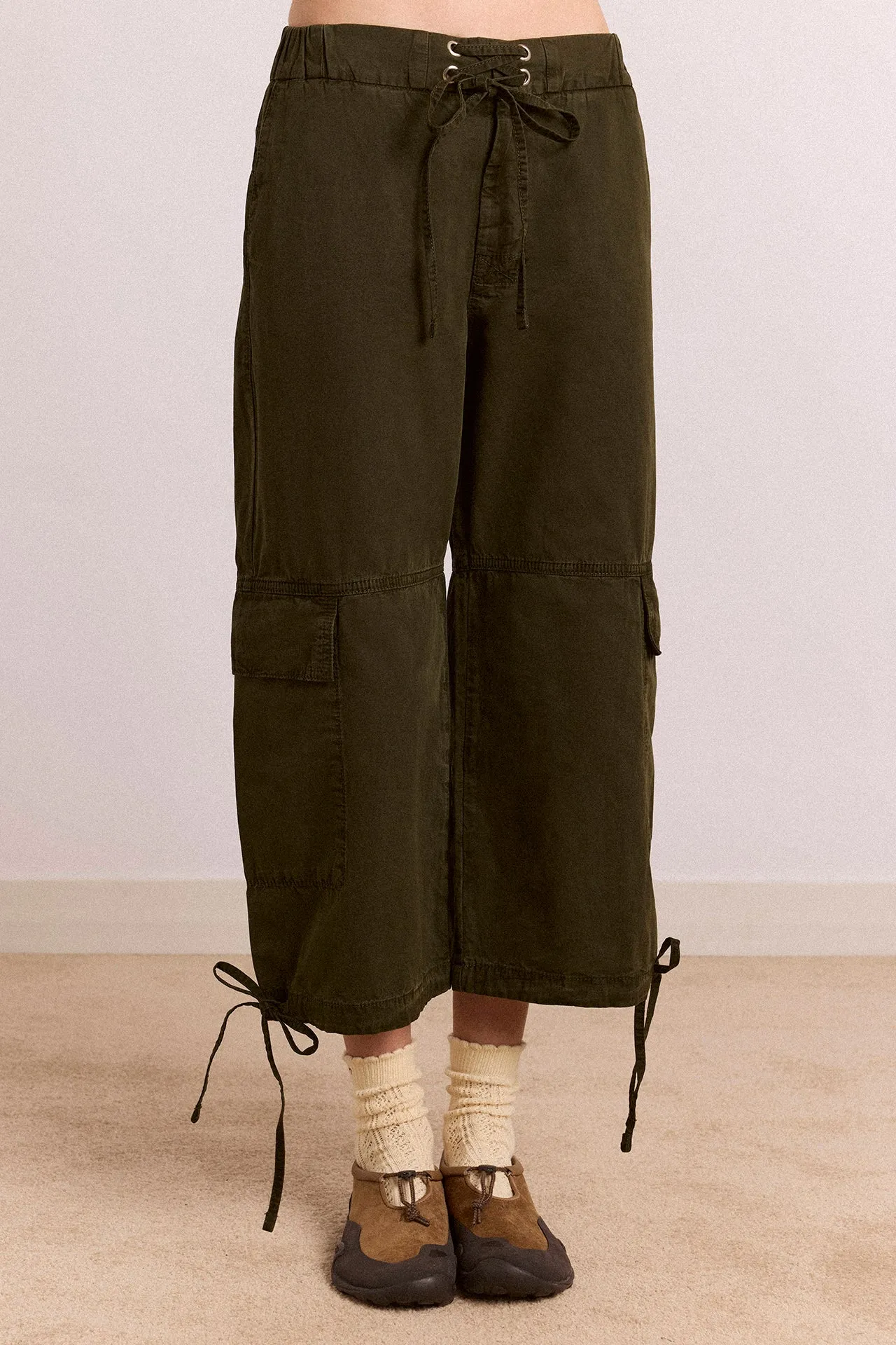 Toshi Utility Capri Trouser - Dark Khaki sold by Damson Madder