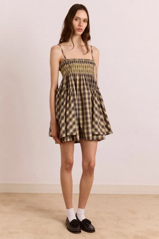 Lilo Mini Dress - Cardamon Check made by Damson Madder