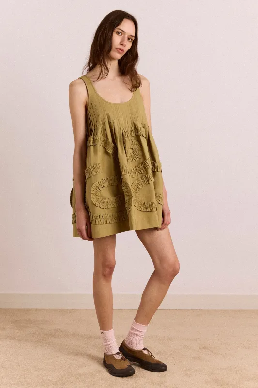 Stella Mini Dress - Green made by Damson Madder