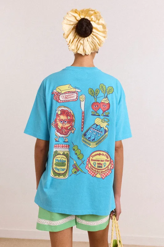 Snack Plate Graphic Tee - Blue made by Damson Madder