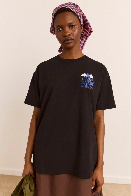 Nature Bathing Graphic Tee - Black made by Damson Madder