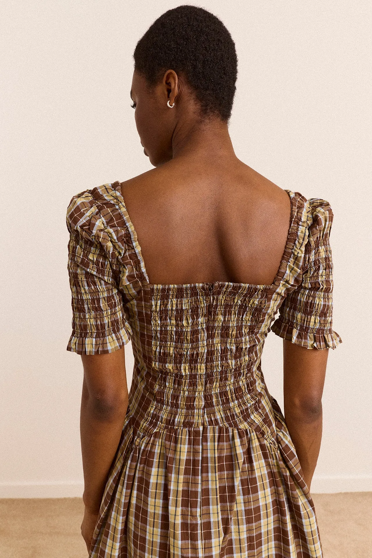 Molly Midi Dress - Cocoa Check sold by Damson Madder product image thumbnail 5