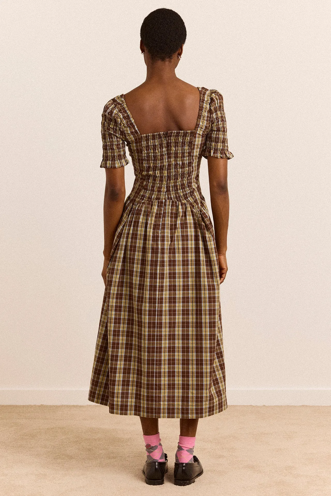 Molly Midi Dress - Cocoa Check sold by Damson Madder product image thumbnail 3