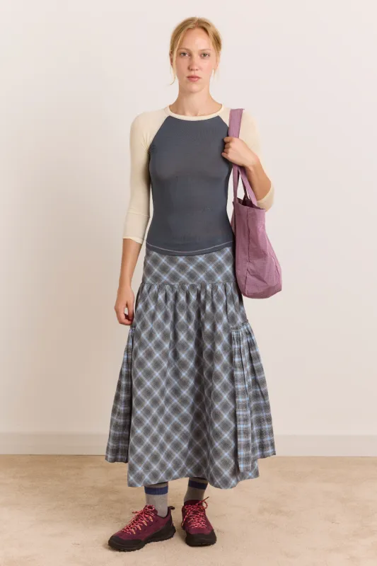 Riya Sheer Raglan Tee - Grey/Lemon made by Damson Madder