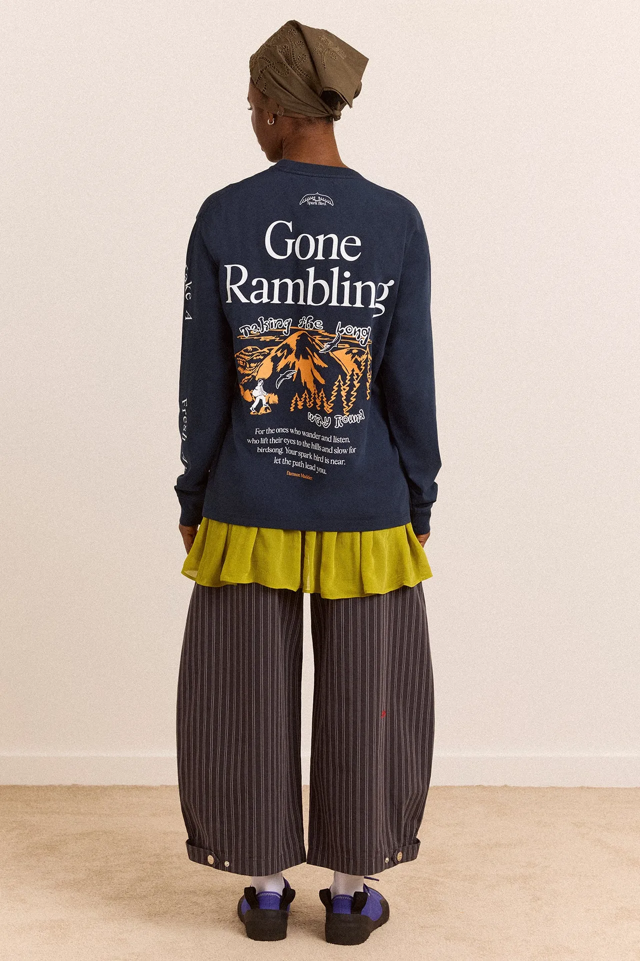 Gone Rambling Long Sleeve Graphic Tee - Blue sold by Damson Madder product image thumbnail 4