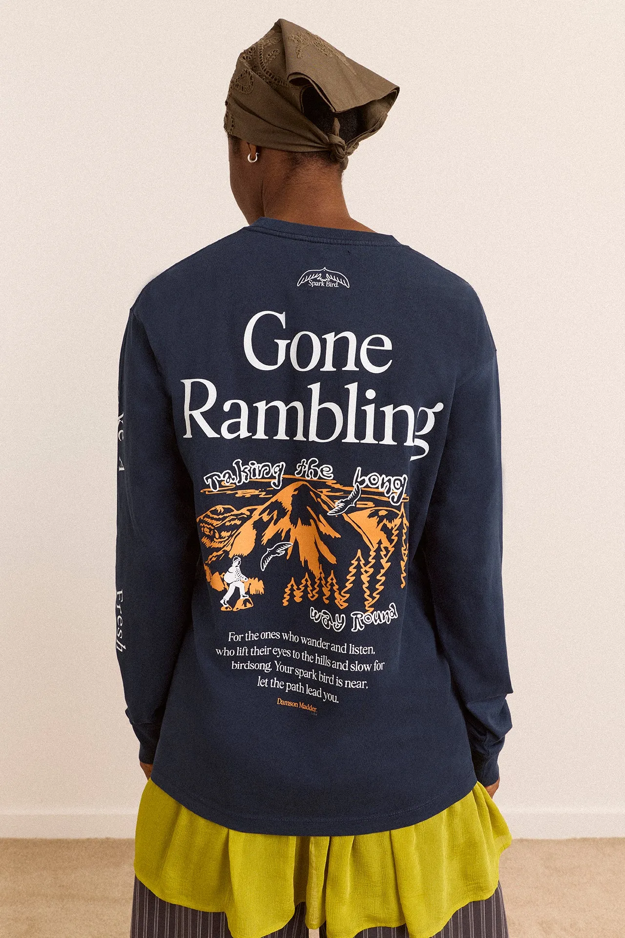 Gone Rambling Long Sleeve Graphic Tee - Blue sold by Damson Madder