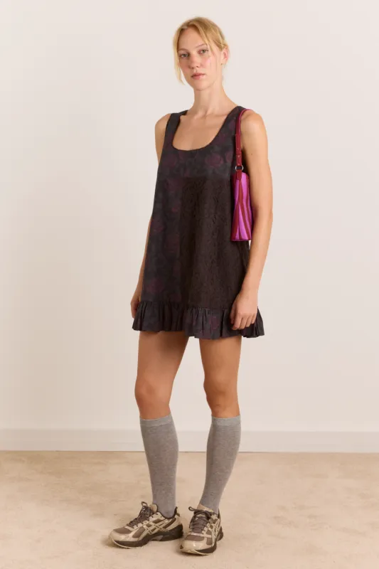 Kacey Mini Dress - Shadow Rose Floral Print made by Damson Madder