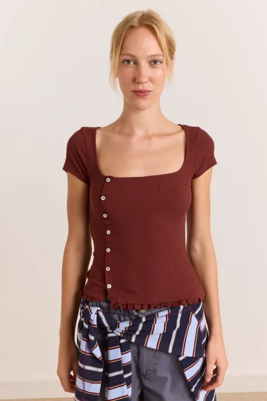 Posie Short Sleeve Top - Burg made by Damson Madder