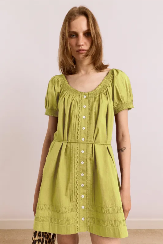 Noemie Mini Dress - Celery made by Damson Madder