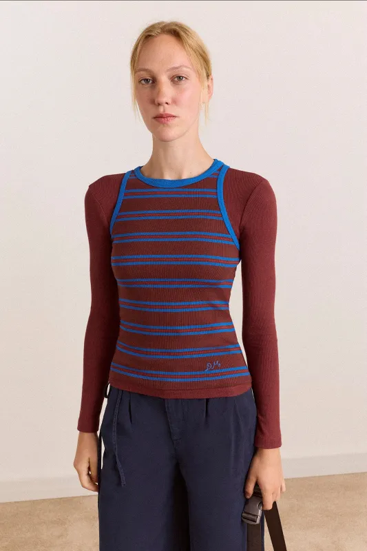 Manon Layered 2 In 1 Top - Burg/Blue made by Damson Madder