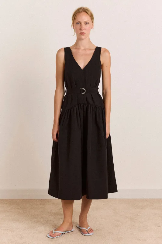 Dallas Midi Dress - Black made by Damson Madder