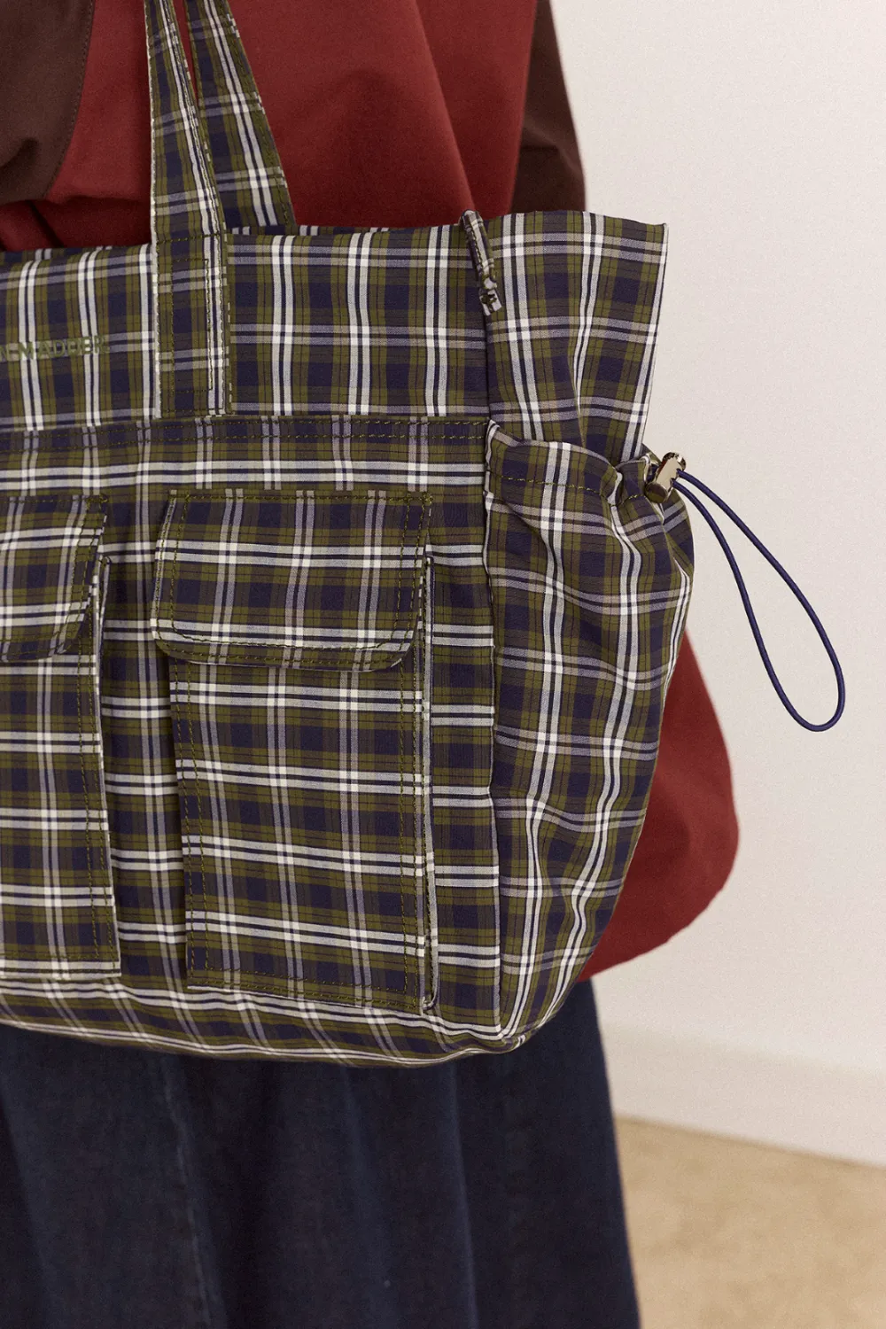 Eliza Bag - Navy Green Check sold by Damson Madder product image thumbnail 4