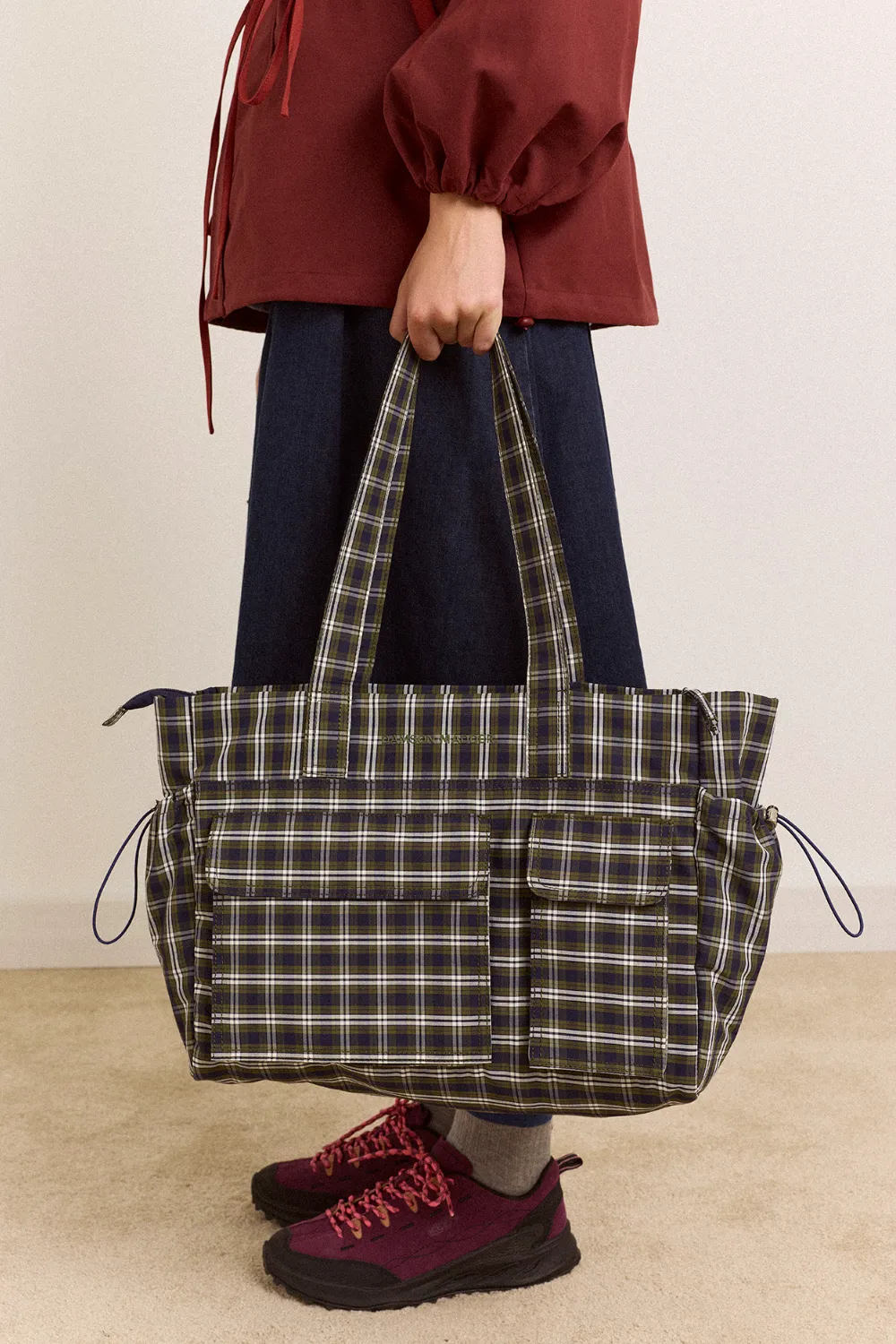 Eliza Bag - Navy Green Check sold by Damson Madder product image thumbnail 2
