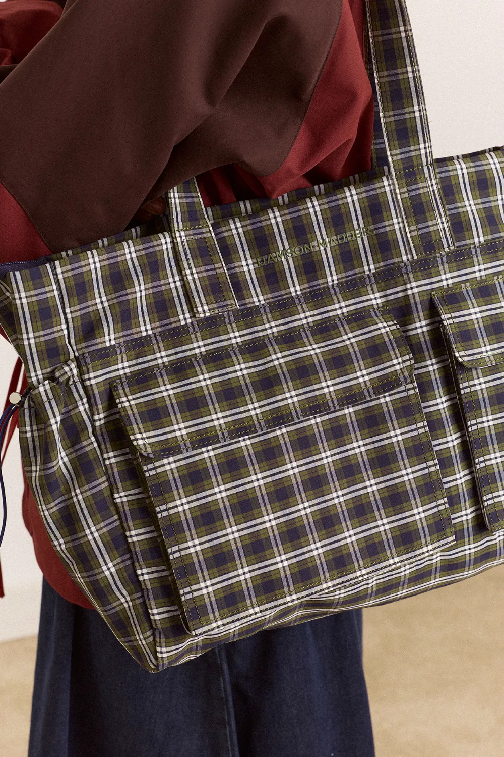 Eliza Bag - Navy Green Check sold by Damson Madder product image thumbnail 3