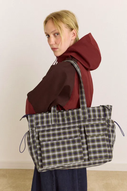 Eliza Bag - Navy Green Check made by Damson Madder