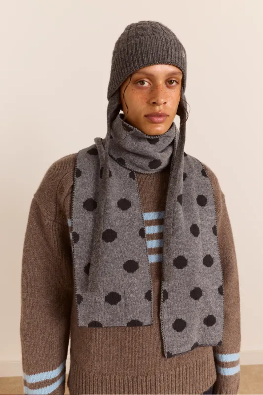 Merino Wool Reversible Scarf - Grey Spot made by Damson Madder