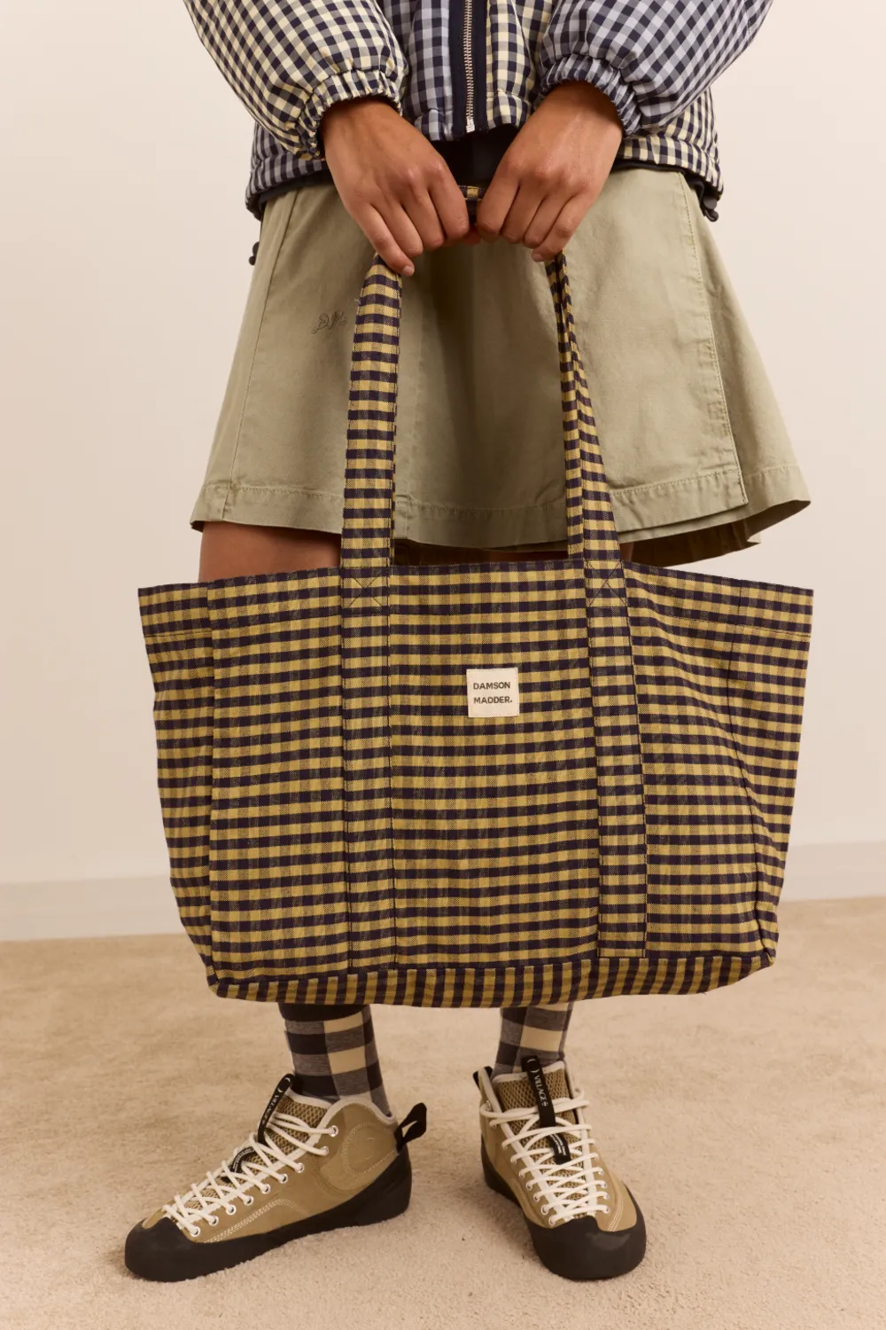 Tote Bag - Tan/Navy Gingham sold by Damson Madder