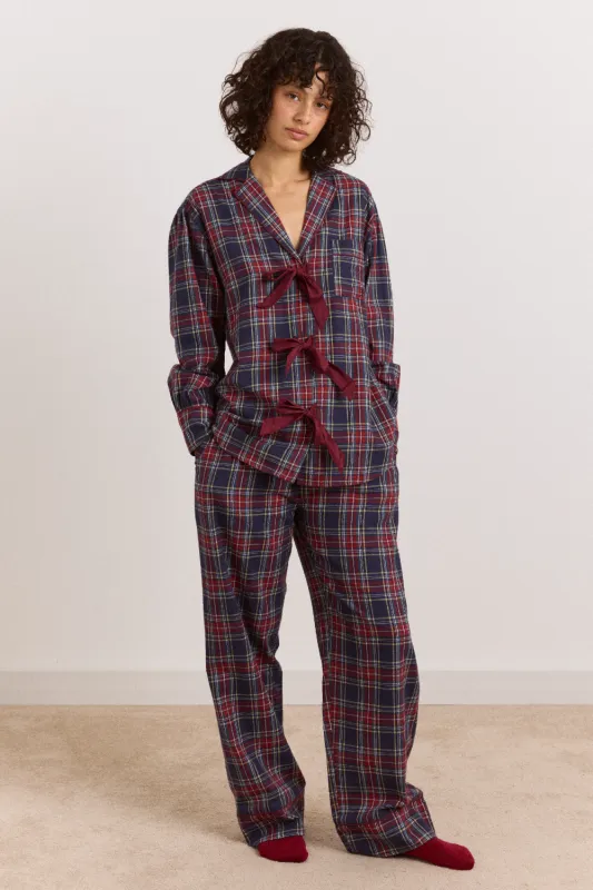 Antonella Flannel Pyjama Set - Tawny Check made by Damson Madder