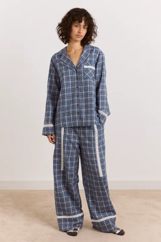 Hartle Flannel Pyjama Set  -  Boysie Blue Check made by Damson Madder