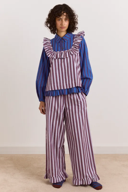 Bobbie 3 Piece Pyjama Set - Ruby Violet Stripe made by Damson Madder