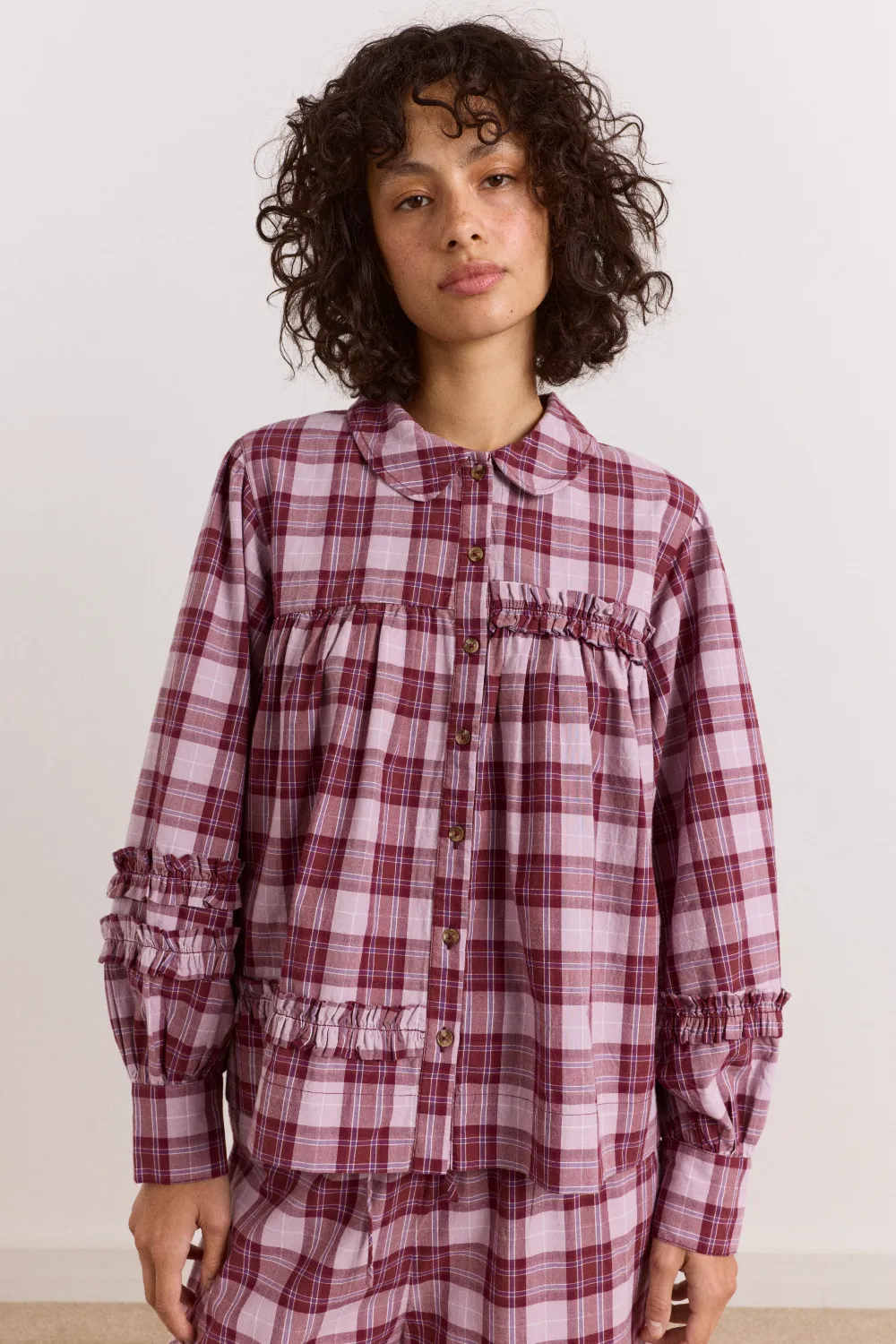 Elio Pyjama Set - Berry Lilac Check sold by Damson Madder product image thumbnail 4