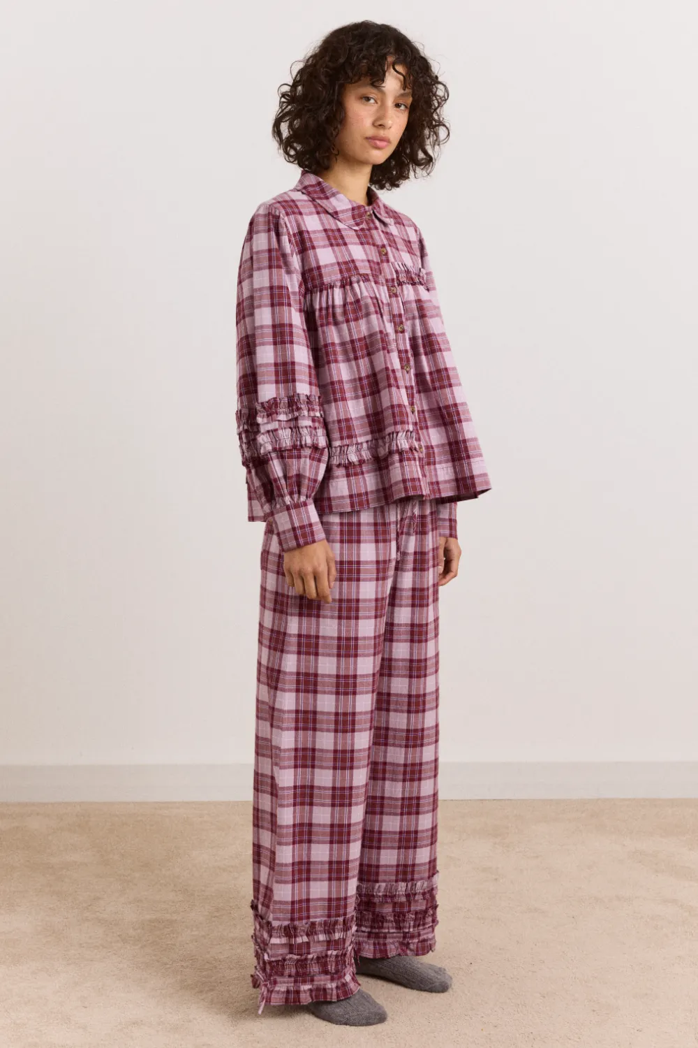 Elio Pyjama Set - Berry Lilac Check sold by Damson Madder product image thumbnail 2