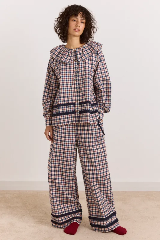 Aletta Pyjama Set - Cherry Navy Check made by Damson Madder