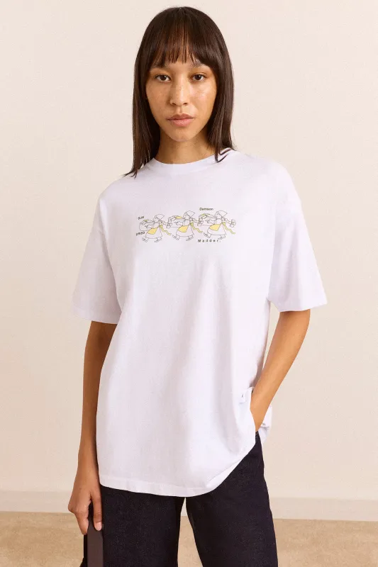 Sundried Washing Line Graphic Tee- White made by Damson Madder