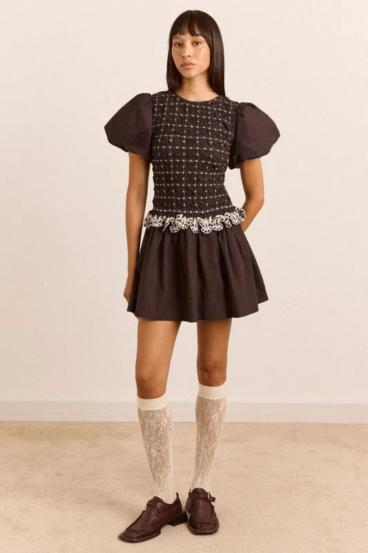 Audrey Mini Dress - Black made by Damson Madder