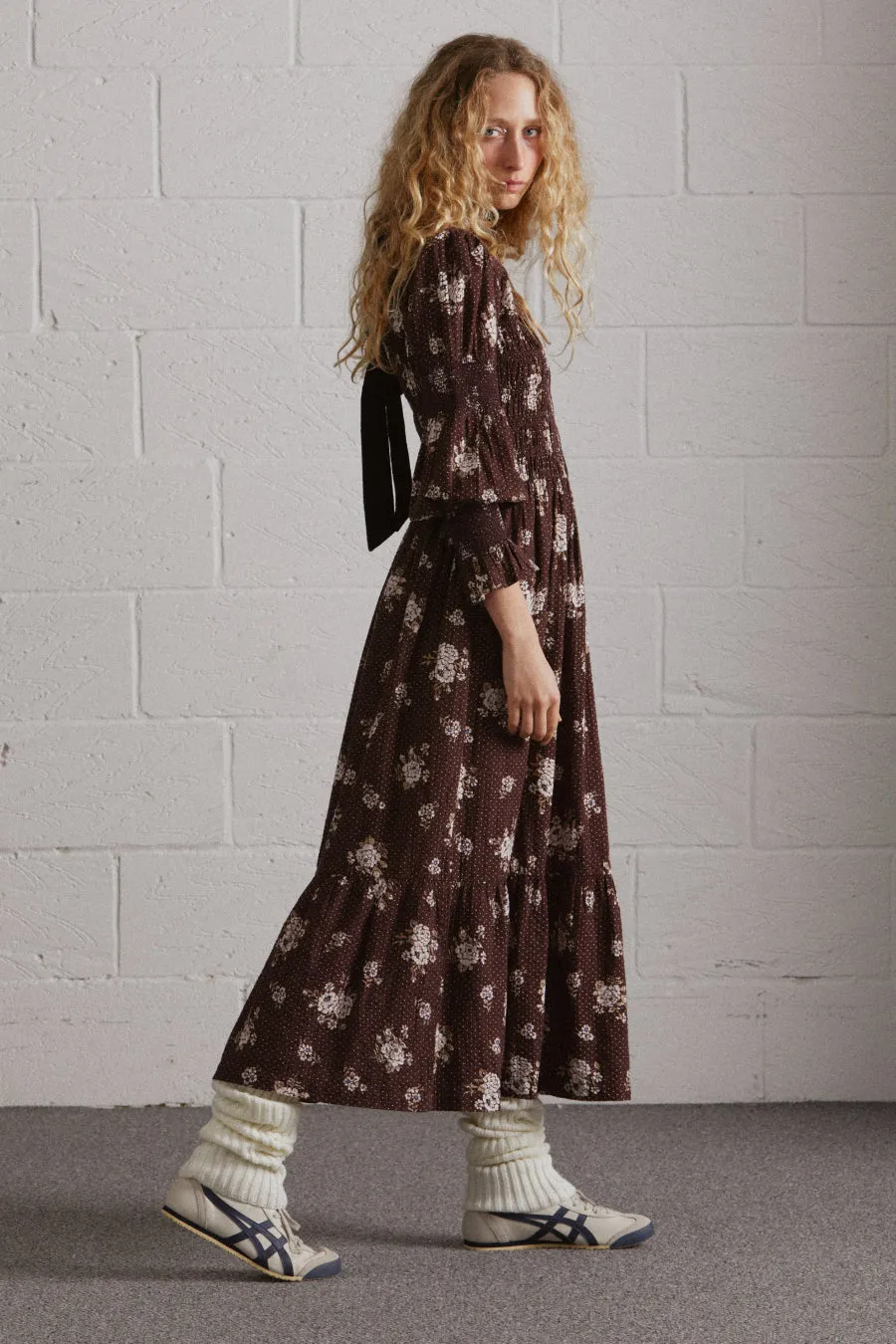 ruby shirred midi dress - floral sold by Damson Madder product image thumbnail 3