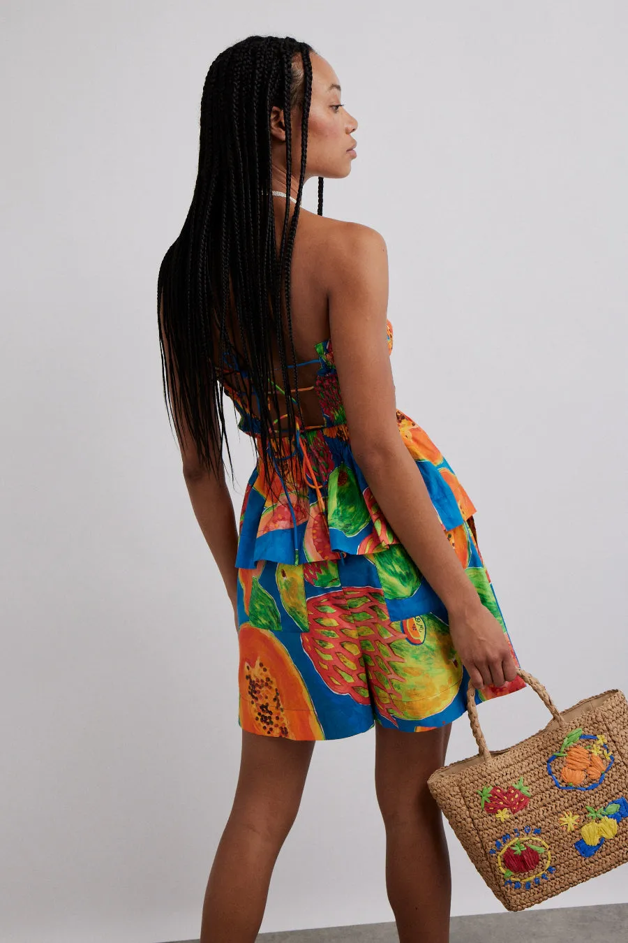 pull on shorts - papaya print sold by Damson Madder product image thumbnail 3